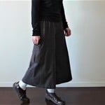 ウールツィードのガウチョパンツ　黒ブラウン