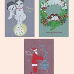 心あったかXmas＊版画（シルクスクリーン）ポストカード＊3枚セット