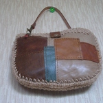 麻・綿 手編み×革　かばん