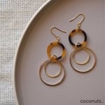 べっ甲×２連ゴールドフープピアス