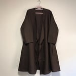 (値下げ)ブラウンリネンのカシュクールコート