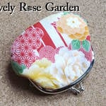 【新年セール】☆縦縞に和花柄のぺたんこがま口