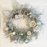 クリスマスリース（25cm）＊フローズングリーンのスノーランド＊グリーンリース 