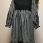 綿刺繍レースとダンガリーのチュニックワンピース