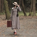 チェック柄のレトロワンピ