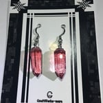 ガラスのクリスタルイヤリング（金赤ピンク）2点セット
