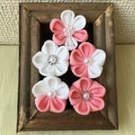 着物・和装に丸つまみ細工の髪飾り Uピン5本セット