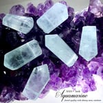 【■ホールあり■宝石質結晶✧】アクアマリン/原石ポイント型・AAA＋ランク✧【宝石の透明感！■全シャイニーレッセンスと虹入り■】縦19〜21mm【パキスタン産】