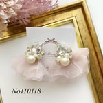 ピンクベージュオーガンジー＊ドロップビジュー＊レディピアス
