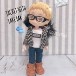 オビツ11 ファー付きアウター 千鳥格子風