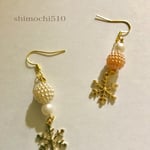 ハンドメイド 冬支度 雪の結晶が揺れる ピアス イアリング