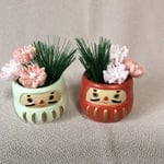 ちりめん細工:だるま(赤、桜)