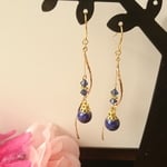 再販☆ひねりパーツと天然石のゆれるピアス