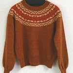 ウール100％　フェアアイル柄ニット(オレンジ)