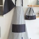 130～150 ノーアイロンでOK！のキッズ 子供エプロン ３点セット（ネイビー）