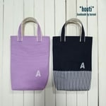 [S様オーダー品]＊帆布の上履き入れ＊ラベンダー・ネイビー×ストライプ