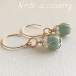 ◇再販◇ K14GF ラリマー&ブルームーンストーン ワイヤーピアス 