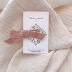 ベルベットリボンヘアクリップ୨୧⑅*アンティークピンク