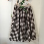コットンリネンのブロックチェック  タックスカート