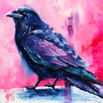 ○ 油絵・フレーム付き ○ - Square S - Crow 03-  