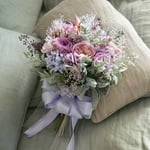  bouquet ' eternity ' ブートニパープル&シルバーグリーンのブーケ ドライフラワー クラッチブーケ 