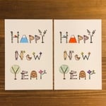 2019年 お年玉くじ 年賀状  絵文字デザイン 亥ポストカード4枚セット