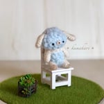 ＊kumahari＊あみぐるみ パステルカラー モコモコ  水色 わんこ