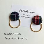 チェック柄の2way ピアス