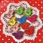 再入荷★レトロポップ★小鳥のウッドボタン★ランダムカラー10個セット