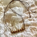 送料込:金属アレルギー対応:茶色パールのネックレス