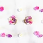 かすみ草のドライフラワー＊ラベンダー ピンク ビジュー パール イヤリング ピアス  結婚式 ウエディング 大人可愛い 成人式
