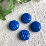 西ドイツヴィンテージ  アクリル縦スジ入りラウンドカボション ブルー 4個セット