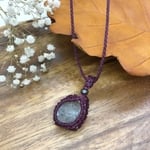 シンプルマクラメペンダント☆ハーキマー水晶（水入り）