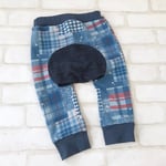 80サイズ＊デニムパッチ柄モンキーパンツ（サックス）