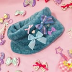 ☆ハンドメイド子供雑貨♪ゆめかわ♪もこもこぬくぬくリボンたっぷりネックウォーマー☆ブルー