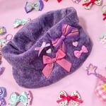 SALE☆ハンドメイド子供雑貨♪ゆめかわ♪もこもこぬくぬくリボンたっぷりネックウォーマー☆パープル