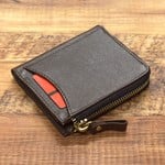 【数量限定】傷がつかない革 サフィアーノレザー コインケース ミニ財布 カード収納4枚 【ブラウン】本革