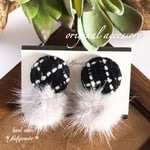ツイードカボション✖️ミンクファーピアス/イヤリング