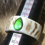 鹿の角 アンモライト ring 指輪 鹿角 ボーンカービング