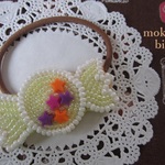 ハロウィンキャンディー【ビーズ刺繍ヘアゴム】