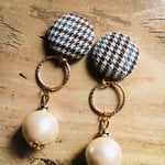 [金属アレルギー対応]NO.54カボションコットンパールピアス イヤリング