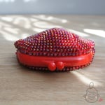 ばあば作☆☆ガラスビーズのプラがま（cherry・984)