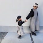 グレンチェック　大人エプロンワンピース