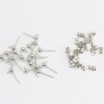 4mm 丸玉カン付き ポストピアス 金属キャッチ付き シルバー 20個（10ペア）p751
