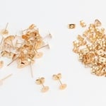平皿6mm ポストピアス キャッチ付き KCゴールド 100個(50ペア) p758