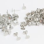 【送料無料】平皿6mm ポストピアス キャッチ付き シルバー 50個 i057