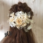 紫陽花とヘリクリサムのオシャレドライフラワーヘッドドレス 結婚式や成人式に☆