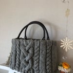 着せ替え手編みニット☆アラン模様☆ライトグレー☆aquarela様のオーダー作品です。