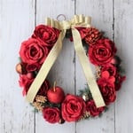 【クリスマス】姫リンゴとバラたっぷりのクリスマスリース（赤）