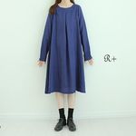 大人の日常着リネン100％シンプルワンピース